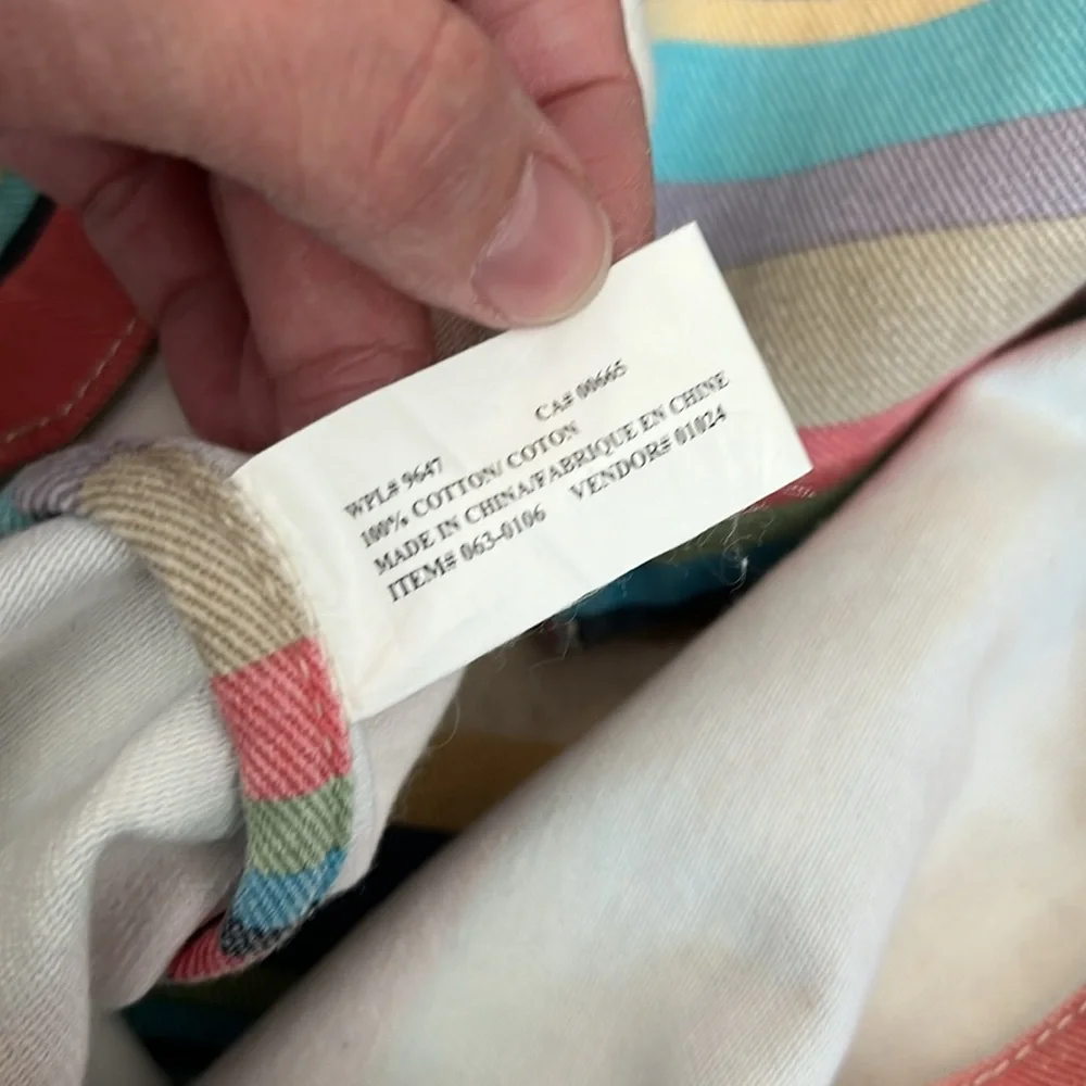 Vintage Eddie Bauer Summer Striped Cotton Canvas Tote